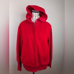 Jones New York Sport Red Microsuede Hooded Zip Jacket L Streetwear 90s